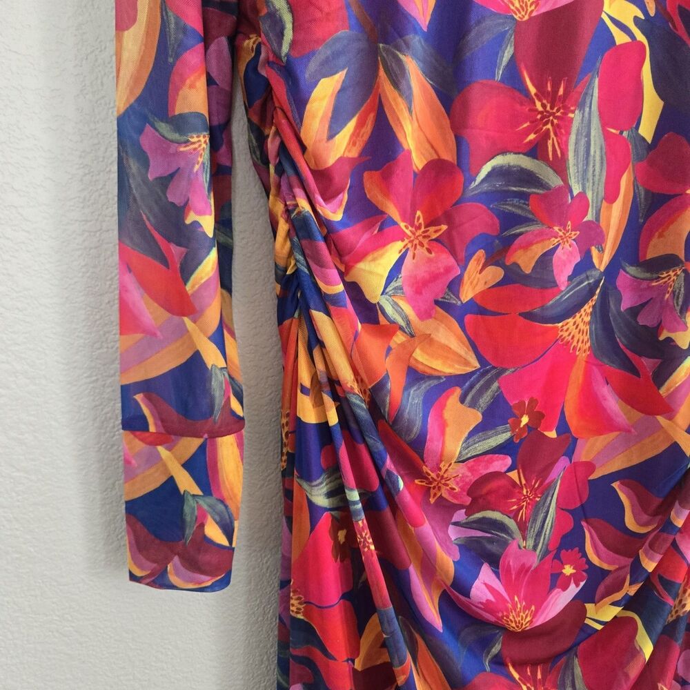 Farm Rio Anthropologie Super Stretchy Lined NWT Bright FloralLong Dress Size XL - Picture 7 of 16
